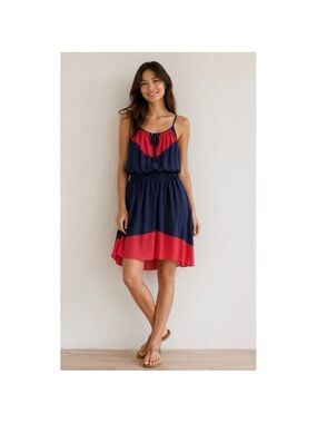 Enfocus Studio Navy and Red Maxi Dress